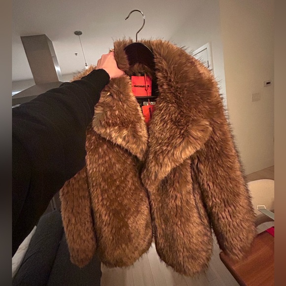 Simon Miller Rich Brown Faux Fur Jacket - Picture 2 of 6
